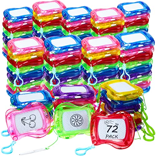 Zhehao 72 Pack Mini Magnetic Drawing Board for Kids, Backpack Keychain Clip Drawing Boards Erasable Doodle Sketch Writing Pad for Kids Birthday Party Favors, Prizes, Goodie Bag Fillers, Gift Bag Toys