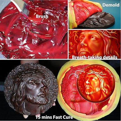 BBDINO Brush-on Silicone for Mold Making 25A 2.2 lbs, Platinum-Cure and Self-Thicken Liquid Silicone Mold Making Kit, Ideal for Masterial Costing Large Projects Like Stone/Concrete/Cement/Plaster