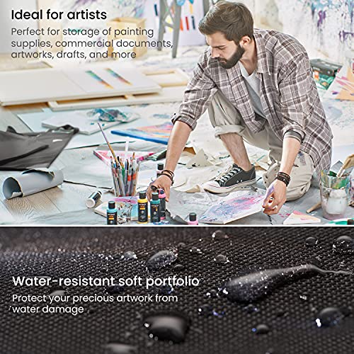 Arteza Art Portfolio Case, 24 x 36 inches, Black, Large Soft Art Storage Folder for Artwork Organization - size: 24x36 Inch