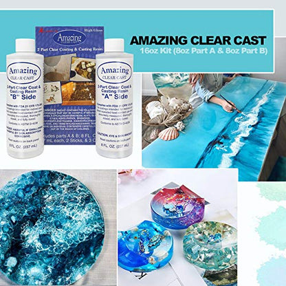 Amazing Clear Cast Epoxy Resin Kit by Alumilite - Deep Pour With 20x Disposable Plastic Mixing Cups and Pixiss Mixing Sticks Bundle