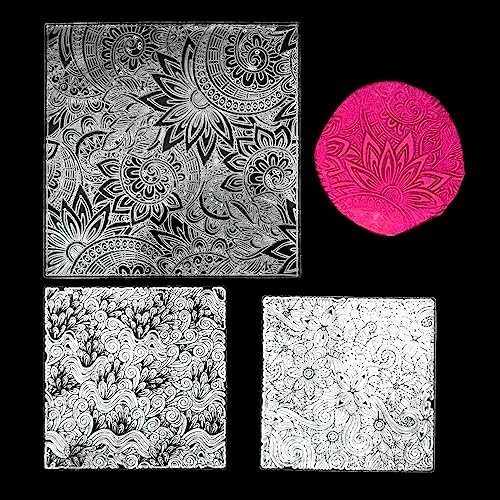 Premium Silicone Texture Stamp Sheets for Polymer Clay Jewelry and Clay Earrings - Set of 3 Floral and Unique Patterns - Easy to Use and Clean (Group 1) - color: Group 1