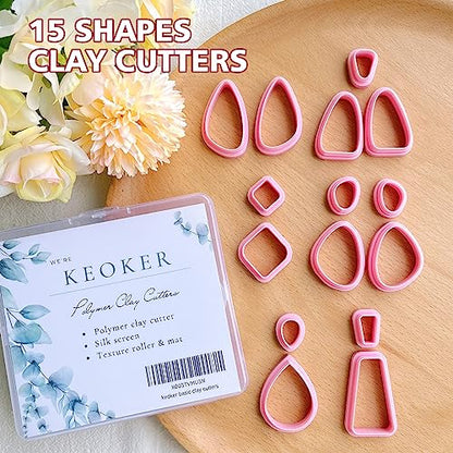 Keoker 15 Organic Shape Clay Cutters for Polymer Clay Jewelry, Polymer Clay Cutters for Clay Earrings Jewerlry Making (All) - color: ALL