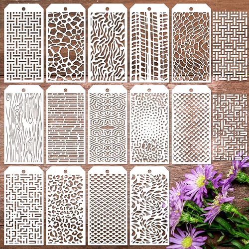 14 Pieces for Crafts Stencils Texture Stencils for Painting Reusable Art Deco Stencil for Home Cake Decorating DIY Art Crafts - size: Mix Stencils