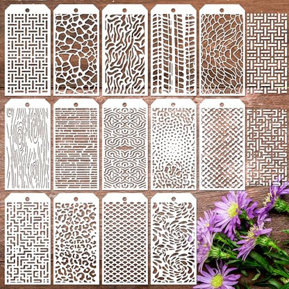 14 Pieces for Crafts Stencils Texture Stencils for Painting Reusable Art Deco Stencil for Home Cake Decorating DIY Art Crafts - size: Mix Stencils