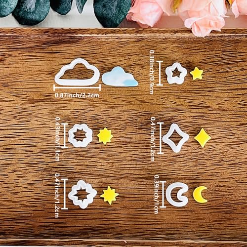 Xaekicr 6 PCS Sky Theme Polymer Clay Cutters Set – Cloud Moon Star Shapes Clay Cutters for Polymer Clay Molds, Jewelry DIY Clay Tools - color: Y color