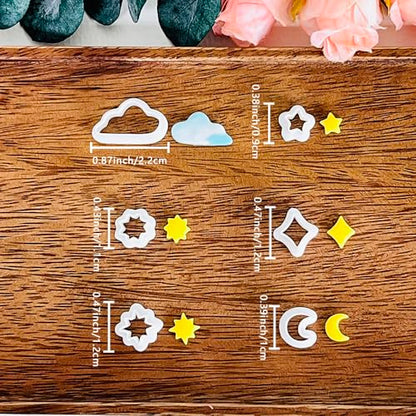 Xaekicr 6 PCS Sky Theme Polymer Clay Cutters Set – Cloud Moon Star Shapes Clay Cutters for Polymer Clay Molds, Jewelry DIY Clay Tools - color: Y color