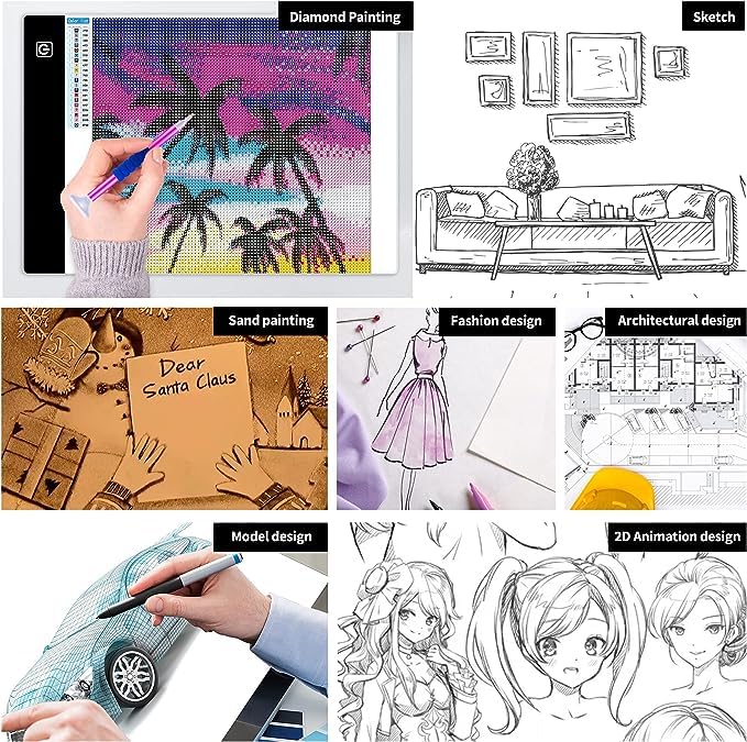 A3 LED Light Pad for Diamond Painting,Ratukall Diamond Art Light Board Kit,Adjustable Brightness Light Box for Tracing with Diamond Painting Accessories and Tools Includes Storage Case, Pens,Stand - style: 02-A3 Light Pad Kit
