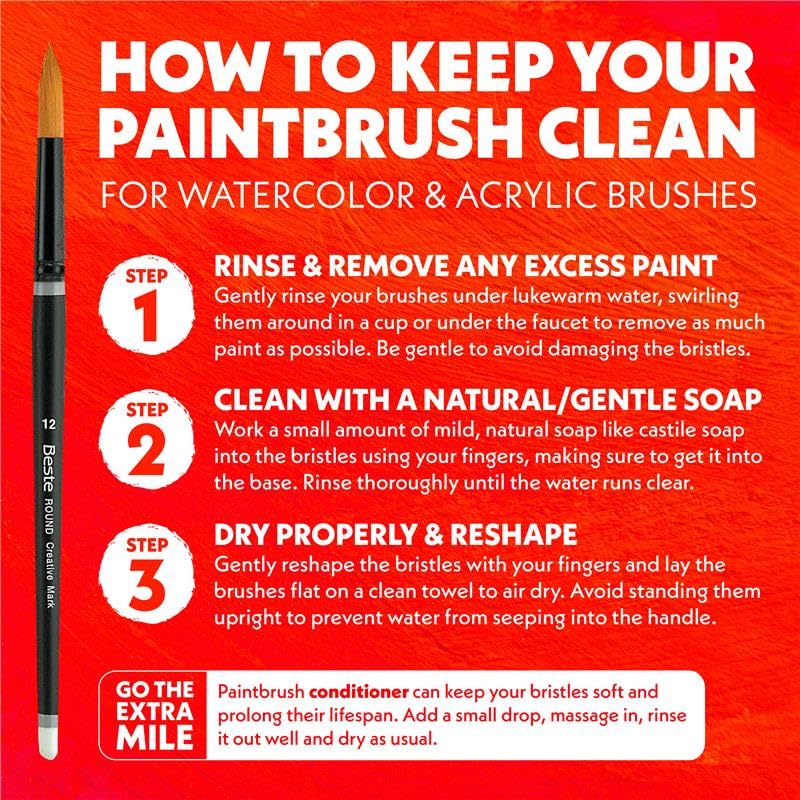 Creative Mark Pro Stroke Premium White Chungking Hog Bristle Artist Paint Brush - Flat # 3 - Natural Bristle Brush w/Great Control Suitable for Oils, Watercolors, Acrylics, Alkyds, Caseins - size: 3