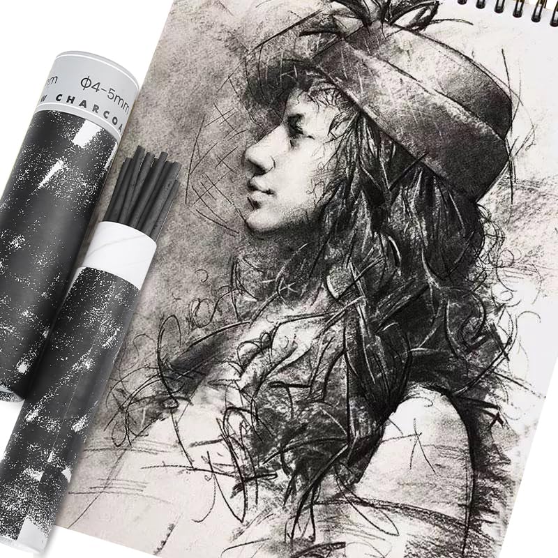 100PCS Willow Charcoal Sticks - Natural Willow Charcoal for Artists, Beginners, or Students of All Skill Levels - Perfect for Drawing and Sketching, Approx. 2-4mm, 4-5mm, 5-7mm, 7-9mm Dia - style: 2-4mm, 4-5mm, 5-7mm, 7-9mm