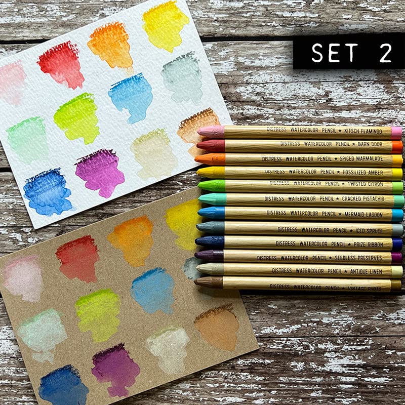 Tim Holtz Distress Watercolor Pencils Set 1, 2 and 3-36 Woodless Watercolor Pencils