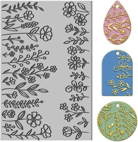 Flower Clay Texture Mat Clay Plant Modeling Pattern Pad Texture Sheets for Polymer Clay Making Earrings Jewelry, 4x2.6inch