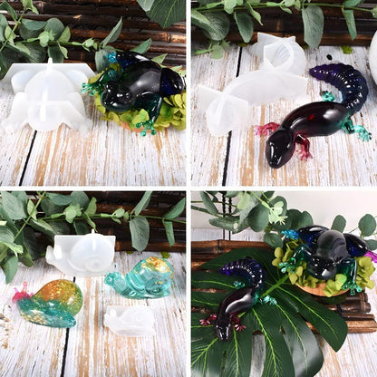 Animal Silicone Molds, 3pcs 3D Cute Resin Molds with Realistic Snail, Frog, and Lizard Shapes, Epoxy Resin Molds DIY Resin Casting Wall Desktop, Cabinets Halloween Home Décor