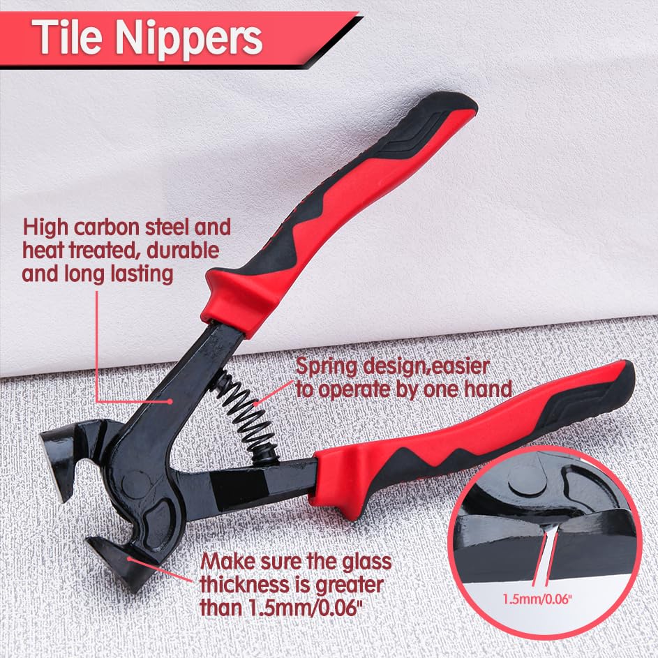 2Pcs Heavy Duty Wheeled Glass Mosaic Nipper and Ceramic Tile Nipper with Comfortable TPR Handle, Glass Tile Nippers Set for Quickly Cutting Ceramic Stained Glass Mosaic Tile